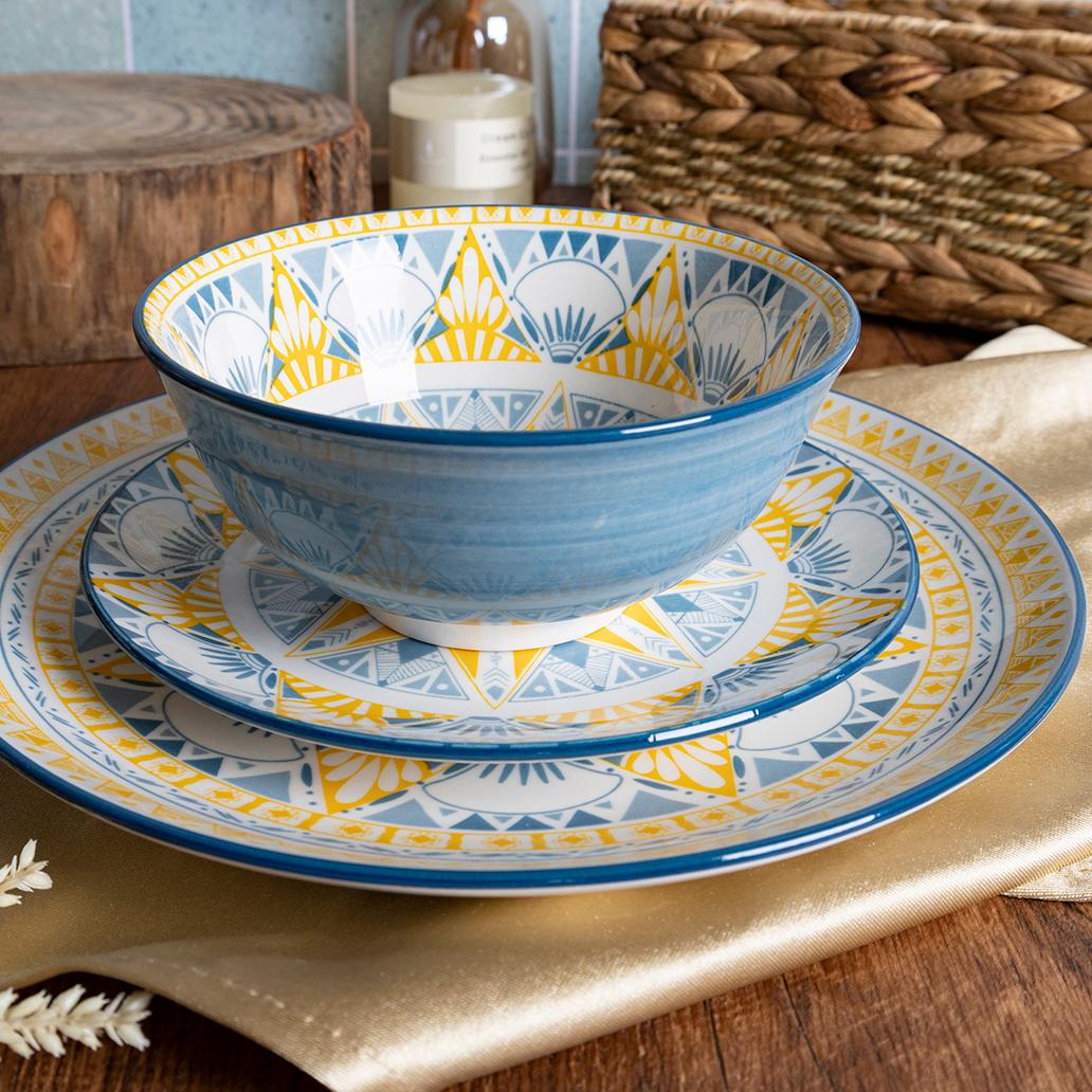 Bohemian Ceramic Dinnerware Set – 16-Piece Collection