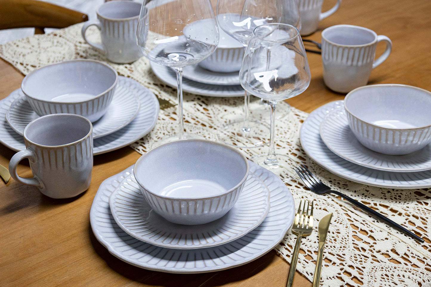 Irregular Natural Colonnade Dinnerware Set Reactive Glaze