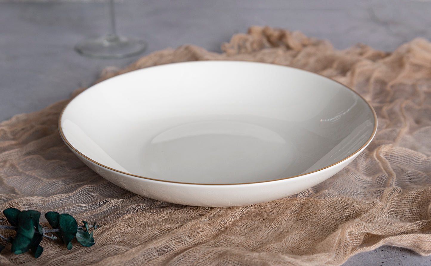 Elegant Gold-Rimmed Dinnerware Set - Plates, Bowls, Mugs, and Teacups