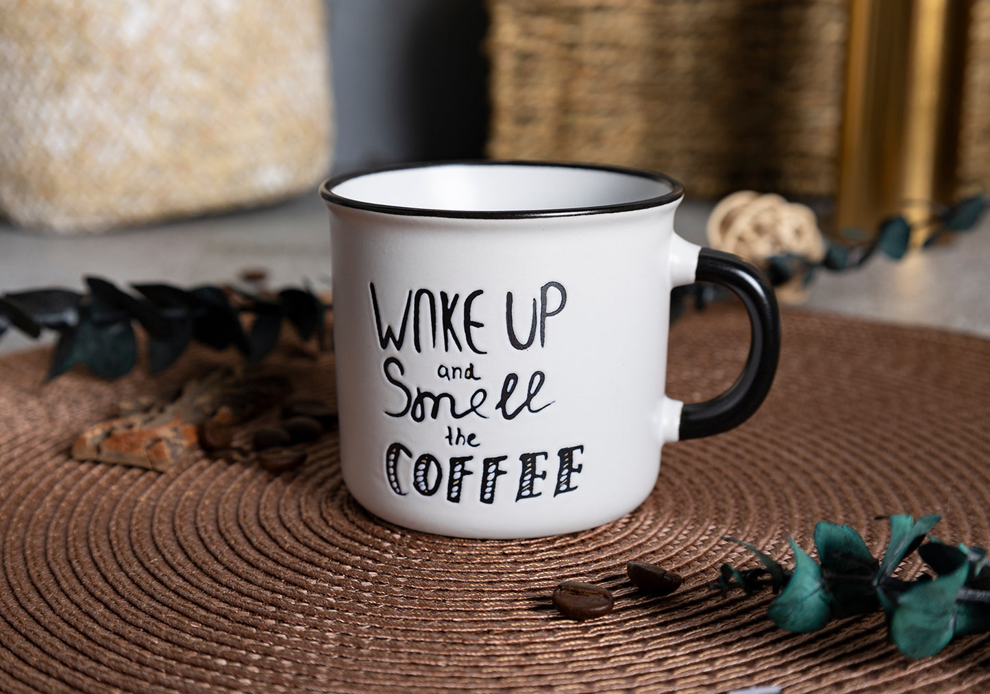 Black and White Coffee Mug Set - Inspirational Ceramic Cups for Coffee Lovers | Perfect Gift Idea