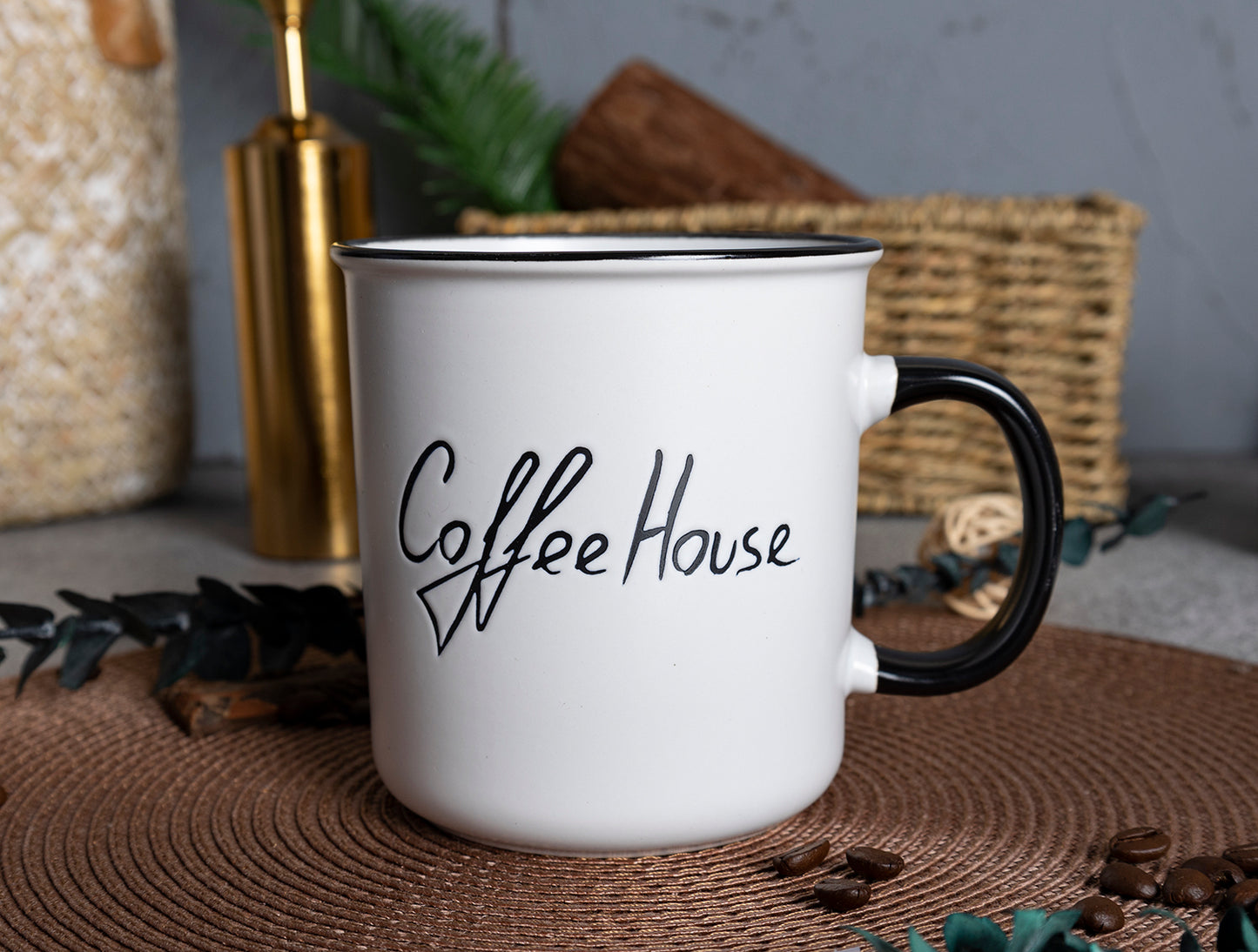Black and White Coffee Mug Set - Inspirational Ceramic Cups for Coffee Lovers | Perfect Gift Idea