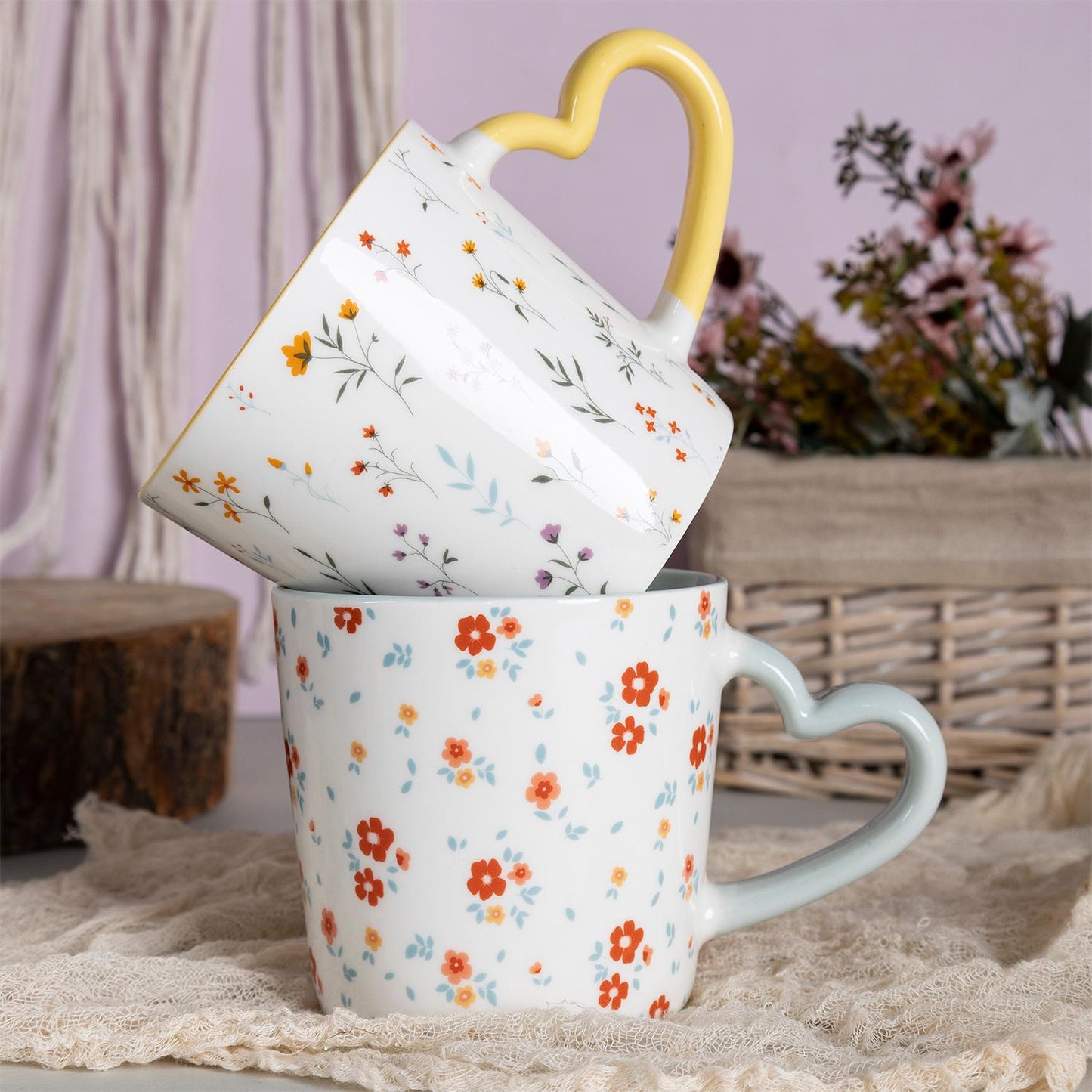 Charming Floral Coffee Mug Collection – Unique Ceramic Mugs for Elegant Dining