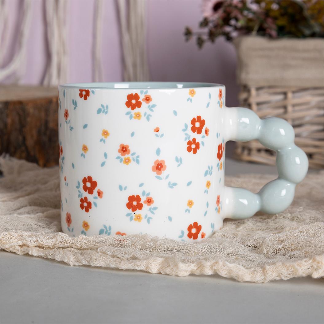 Charming Floral Coffee Mug Collection – Unique Ceramic Mugs for Elegant Dining