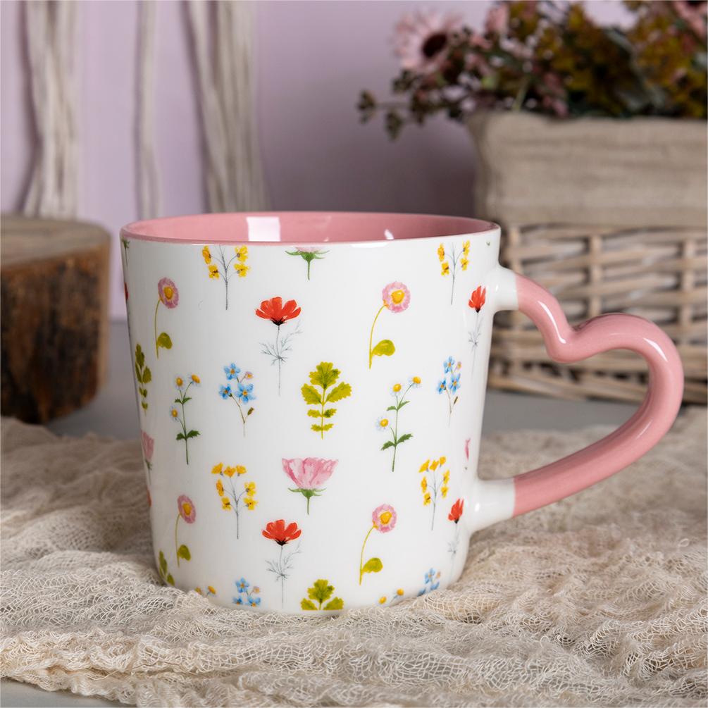 Charming Floral Coffee Mug Collection – Unique Ceramic Mugs for Elegant Dining