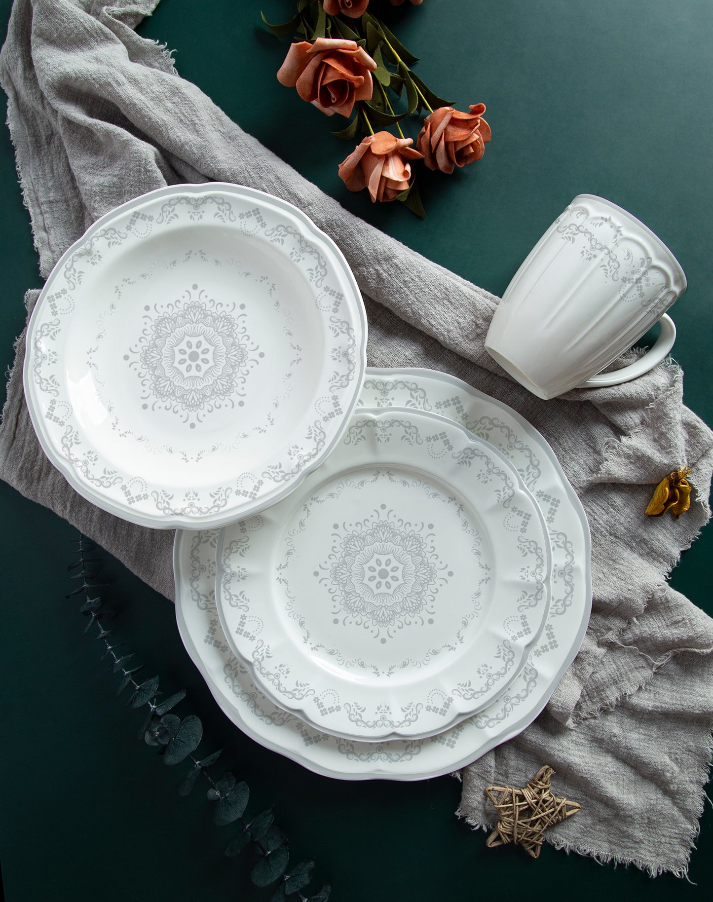 New bone china relief and decal ceramic tableware- Datura | Item NO.: 1000D-063