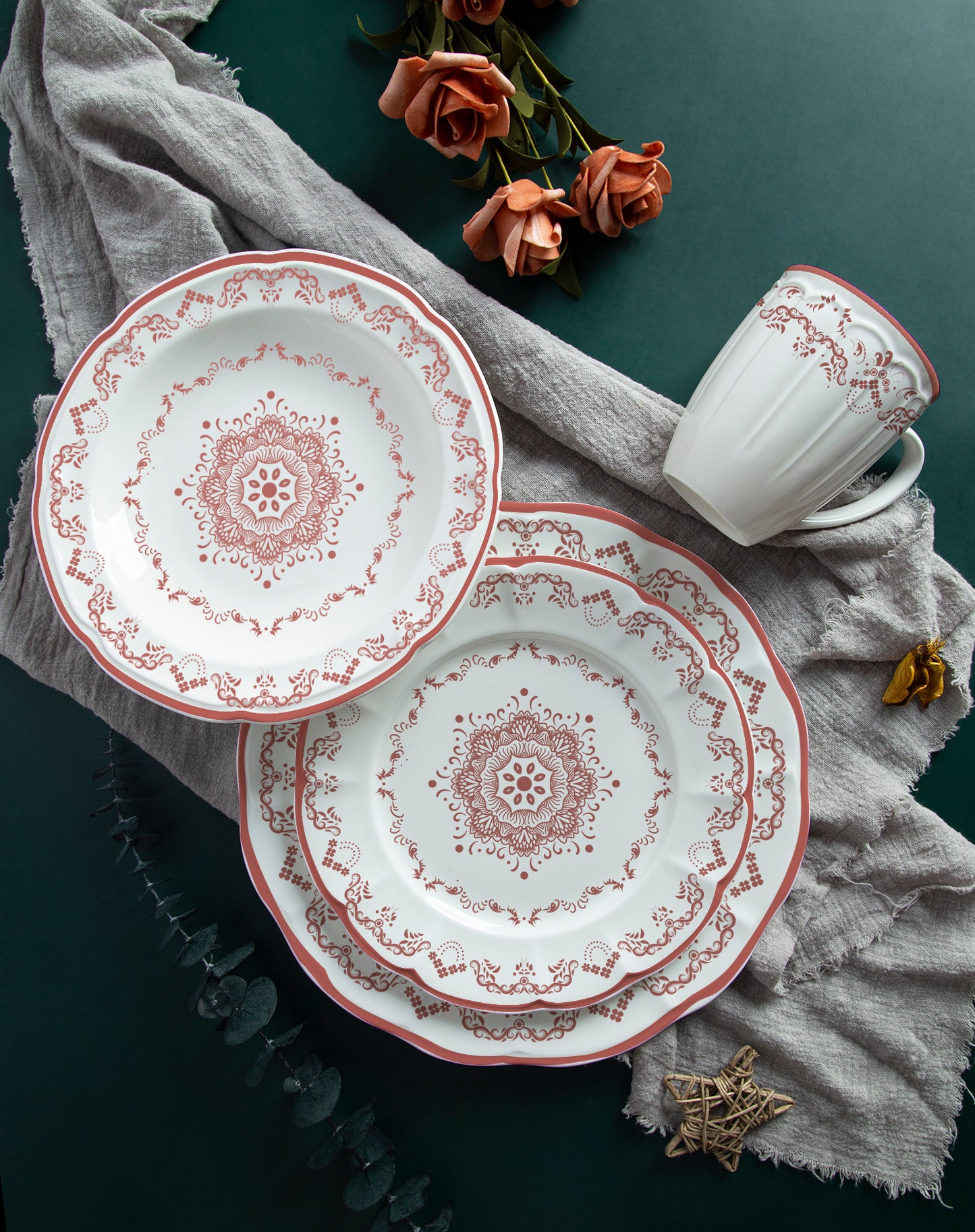 New bone china relief and decal ceramic tableware- Datura | Item NO.: 1000D-063