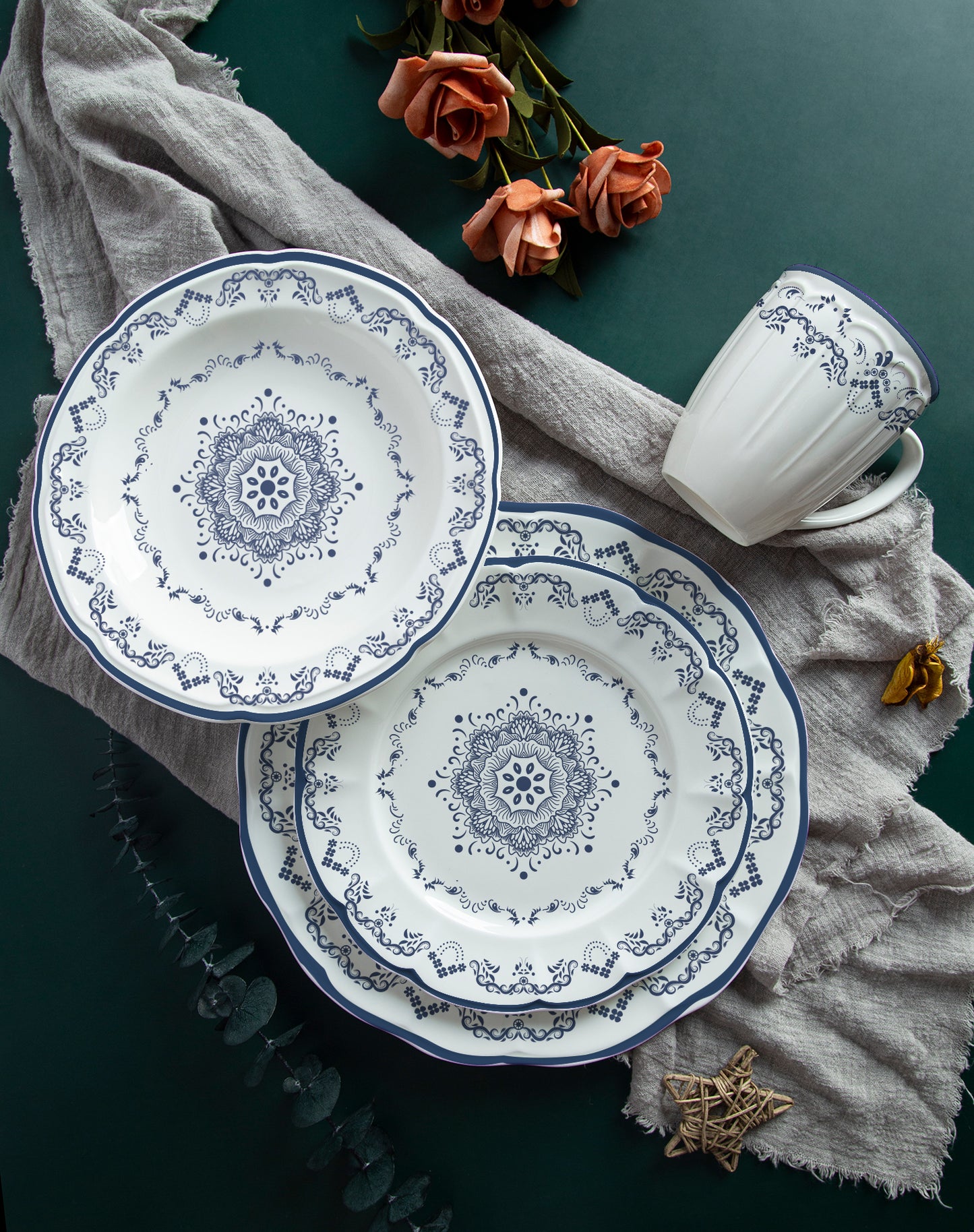 New bone china relief and decal ceramic tableware- Datura | Item NO.: 1000D-063