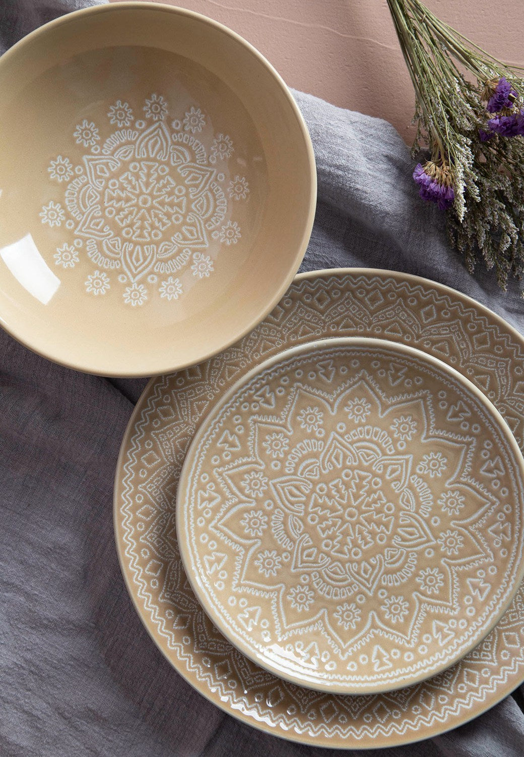 Two-tone glazed mandala pattern tableware | Item NO.: 1C-015
