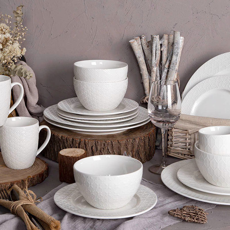 Plant and geometric embossed dinnerware sets | Item NO.: 33C-015