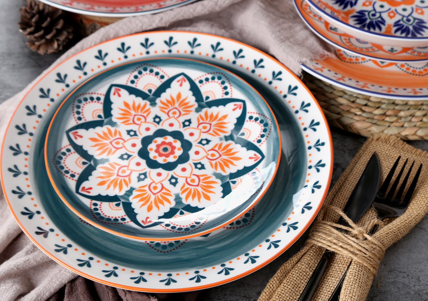 Color flower pattern pad printing design tableware | Item NO.: 33B-024