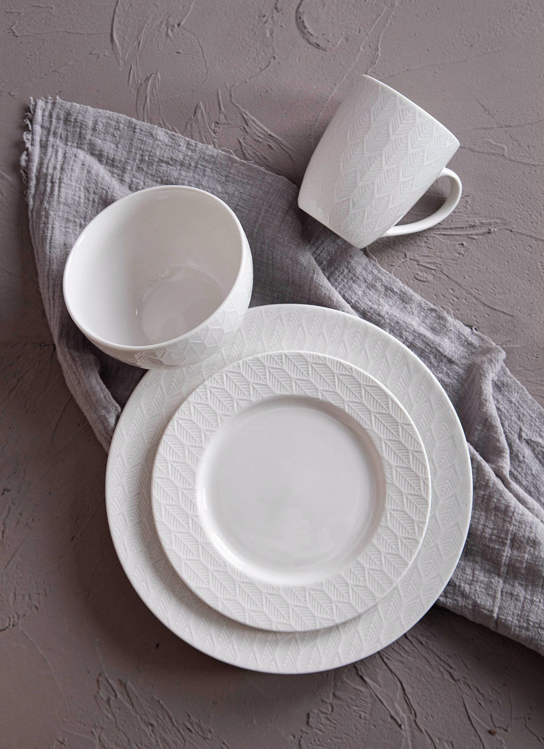 Plant and geometric embossed dinnerware sets | Item NO.: 33C-015