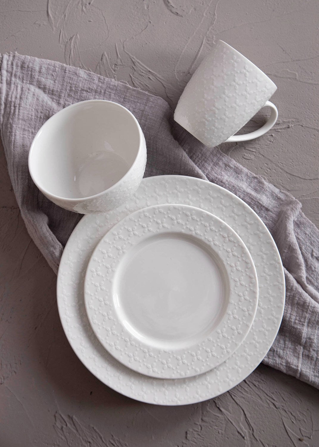 Plant and geometric embossed dinnerware sets | Item NO.: 33C-015