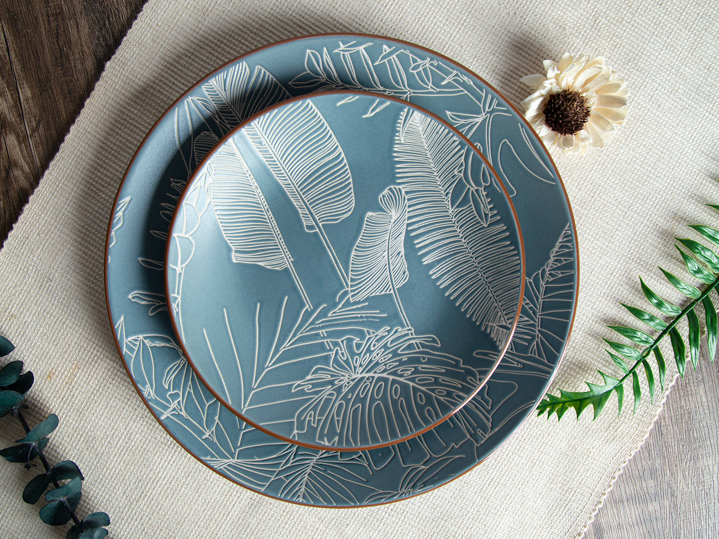 Plant leaf silhouette matte glaze high-grade ceramic tableware | NO.: 43D-025