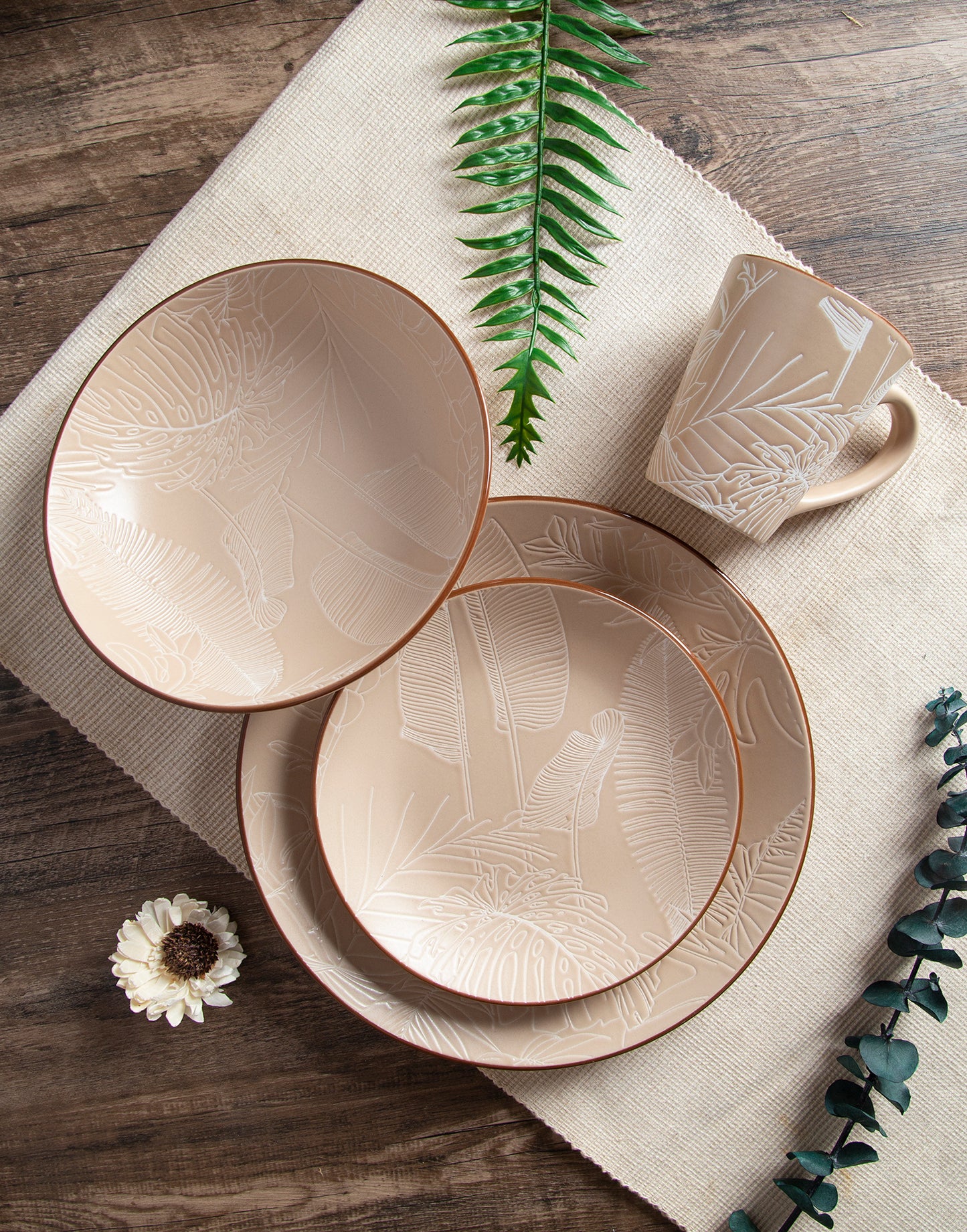 Plant leaf silhouette matte glaze high-grade ceramic tableware | NO.: 43D-025