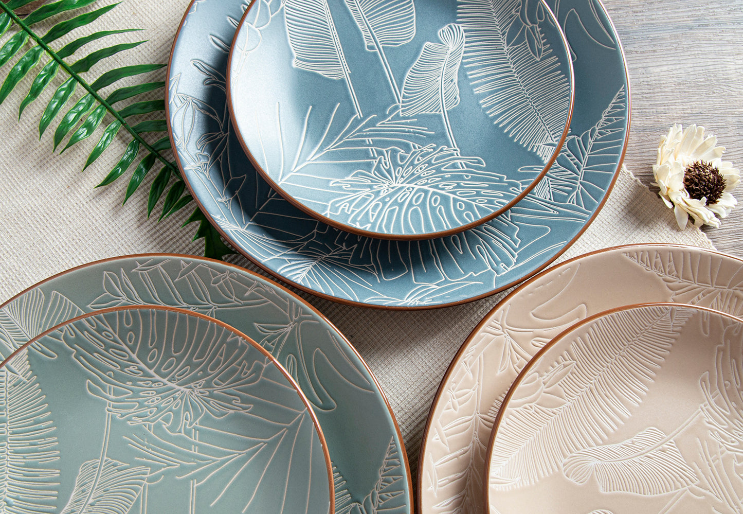 Plant leaf silhouette matte glaze high-grade ceramic tableware | NO.: 43D-025