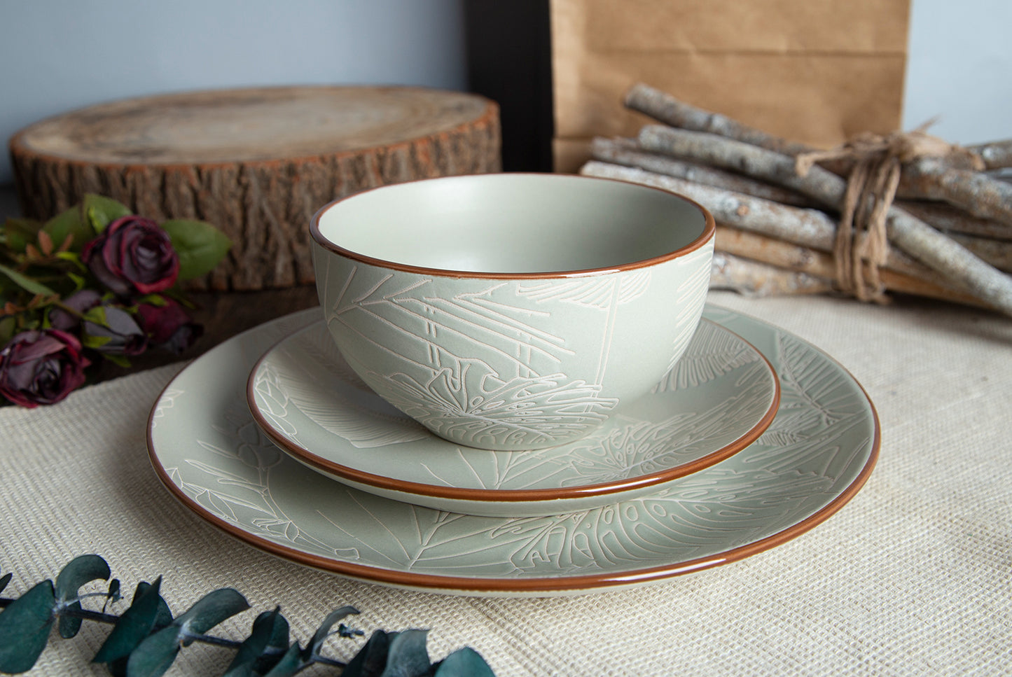 Plant leaf silhouette matte glaze high-grade ceramic tableware | NO.: 43D-025