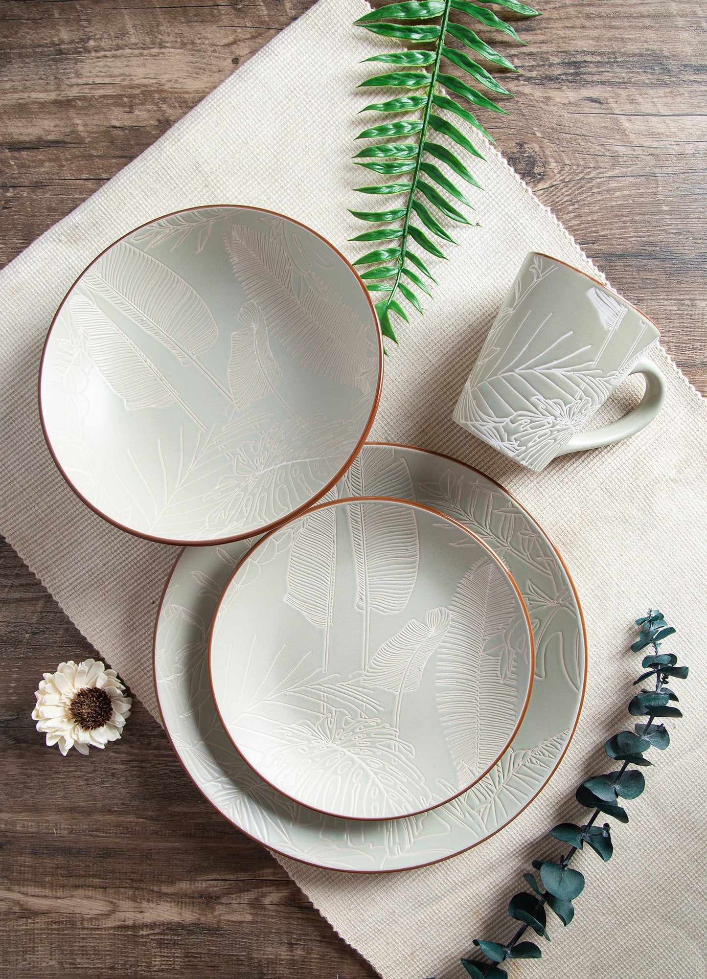 Plant leaf silhouette matte glaze high-grade ceramic tableware | NO.: 43D-025