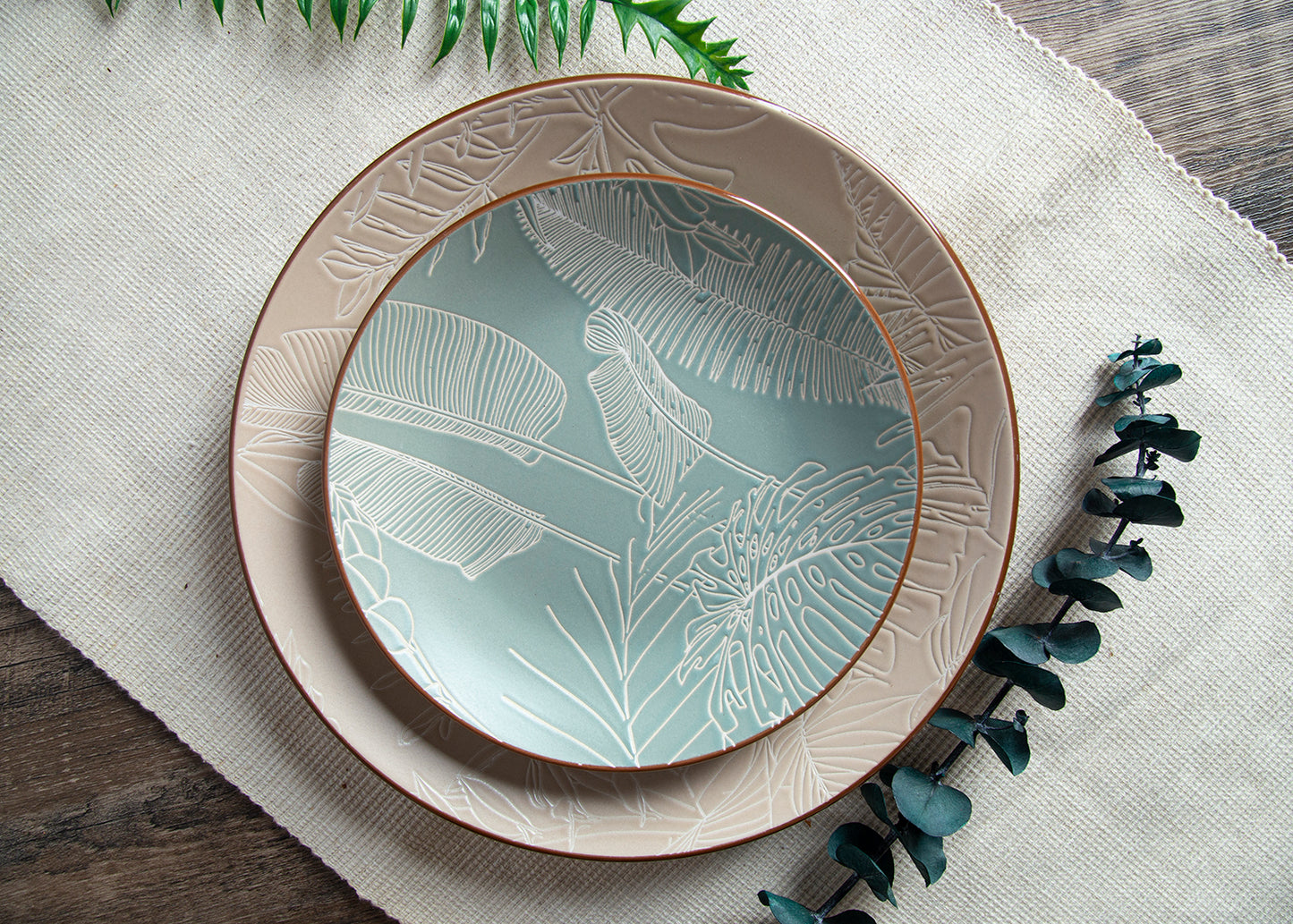 Plant leaf silhouette matte glaze high-grade ceramic tableware | NO.: 43D-025