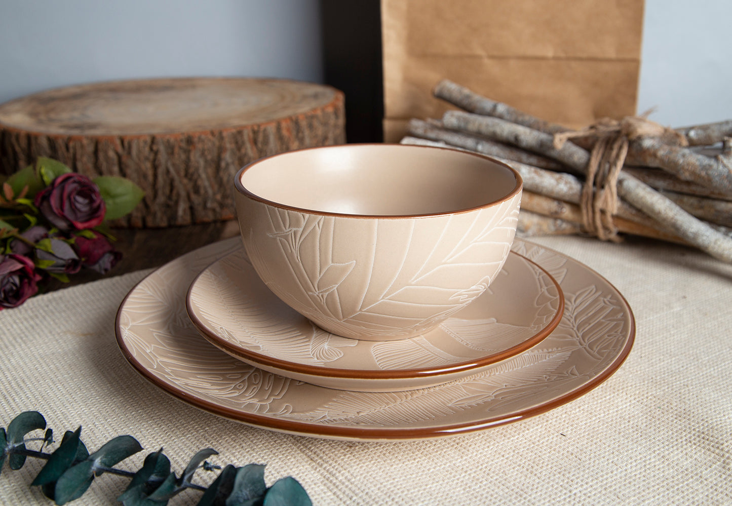 Plant leaf silhouette matte glaze high-grade ceramic tableware | NO.: 43D-025