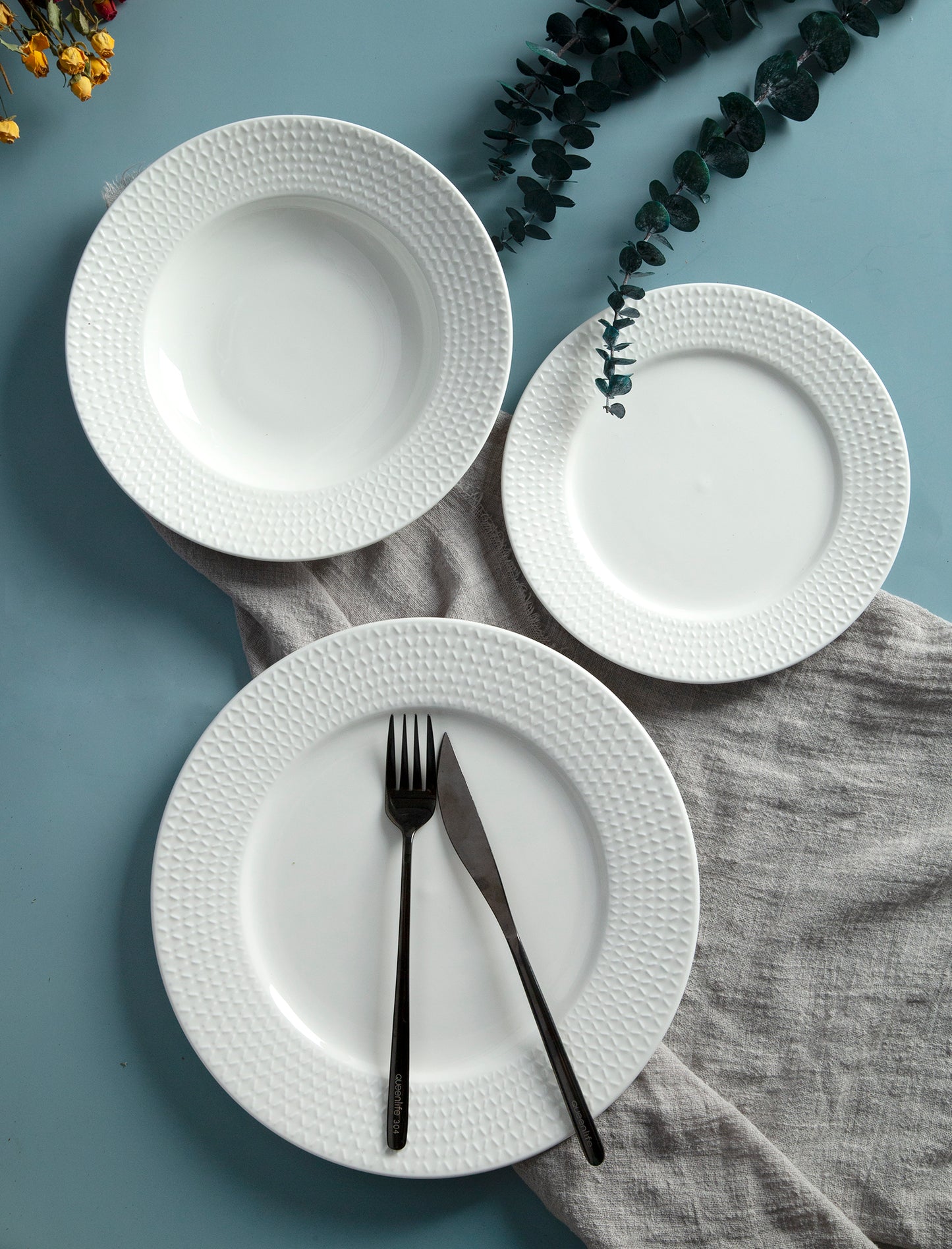 Geometry Embossed Dinner Set | Item NO.: 490D-001