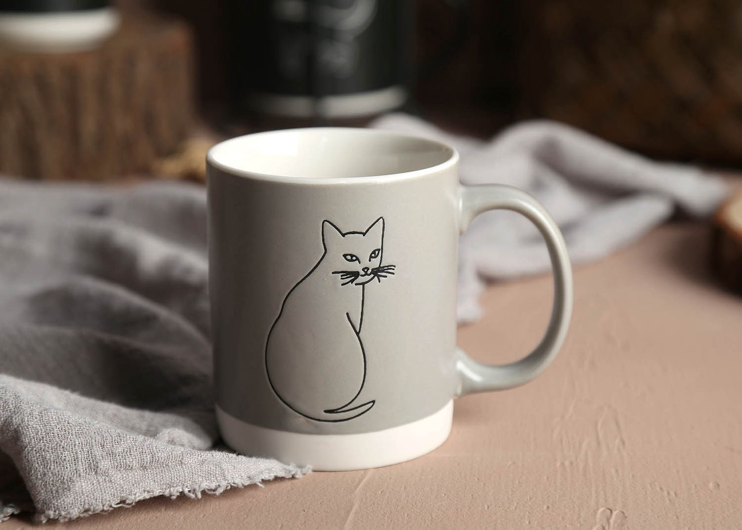 Sketched cat bowls, mugs and cups | Item NO.: 93C-031