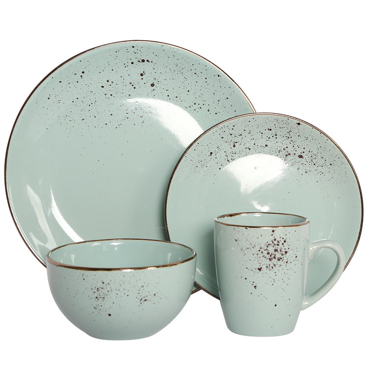 Round stoneware dinner set with black dots | Item NO.: 1A-003