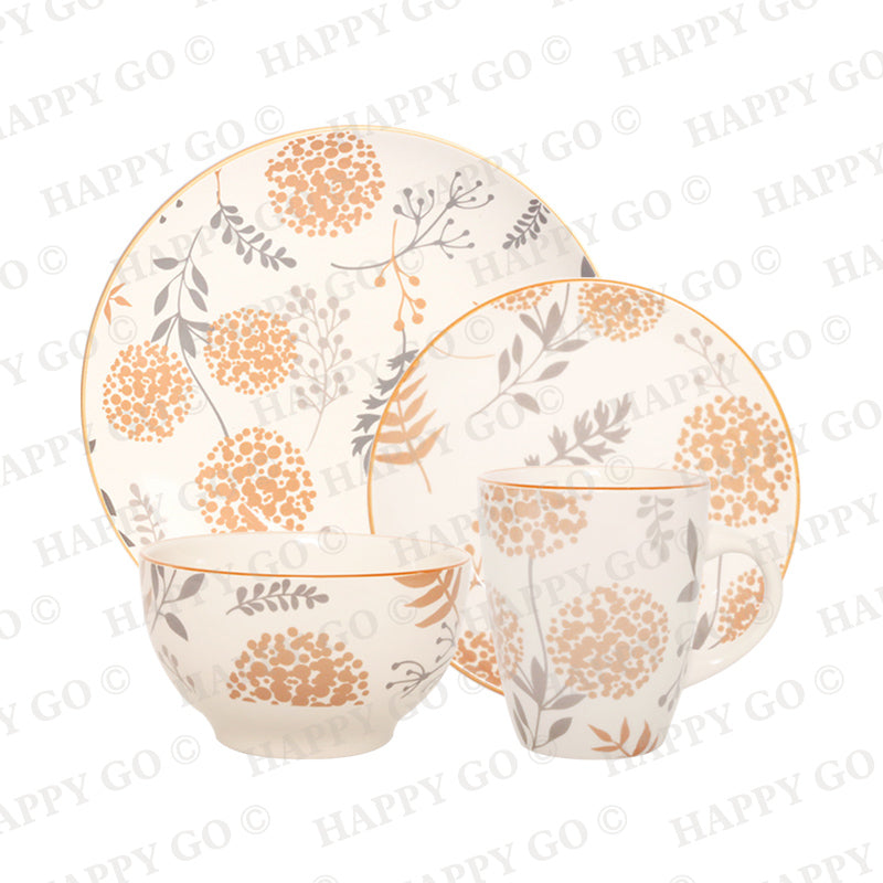 Pad Printing Plant Ceramic Dinnerware Set  | Item NO.: HG8-DE143