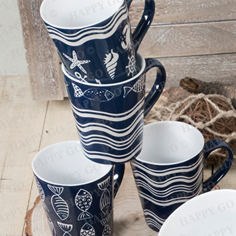 Blue Stoneware Mug with Fish | Item NO.: HG86-182