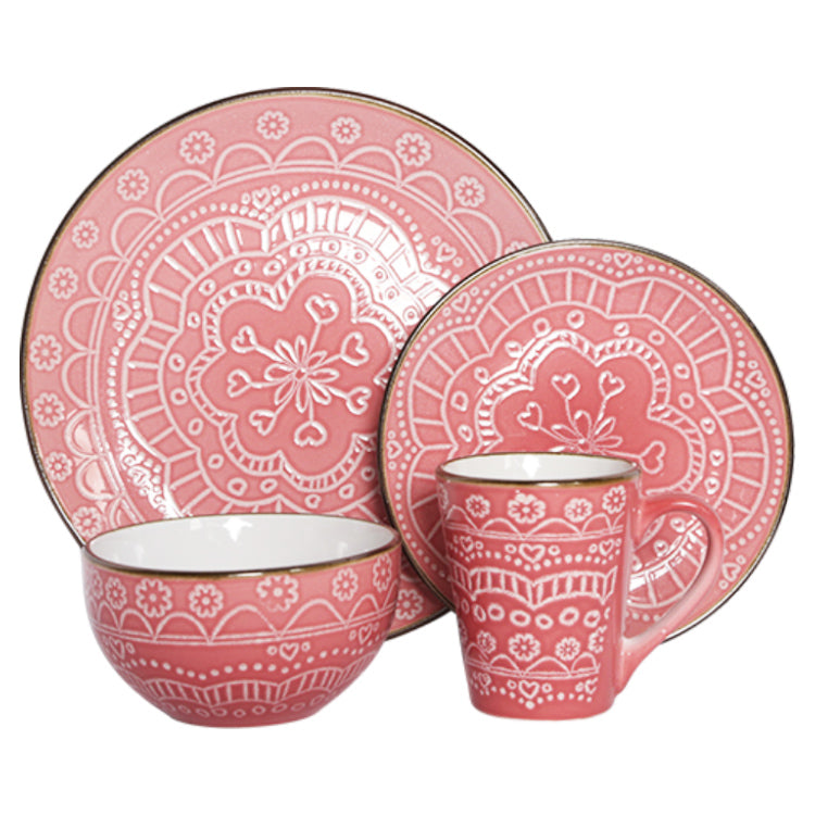 Hand Drawn Mandala Flower Stoneware Dinnerware Sets | Item NO.: 1A-001