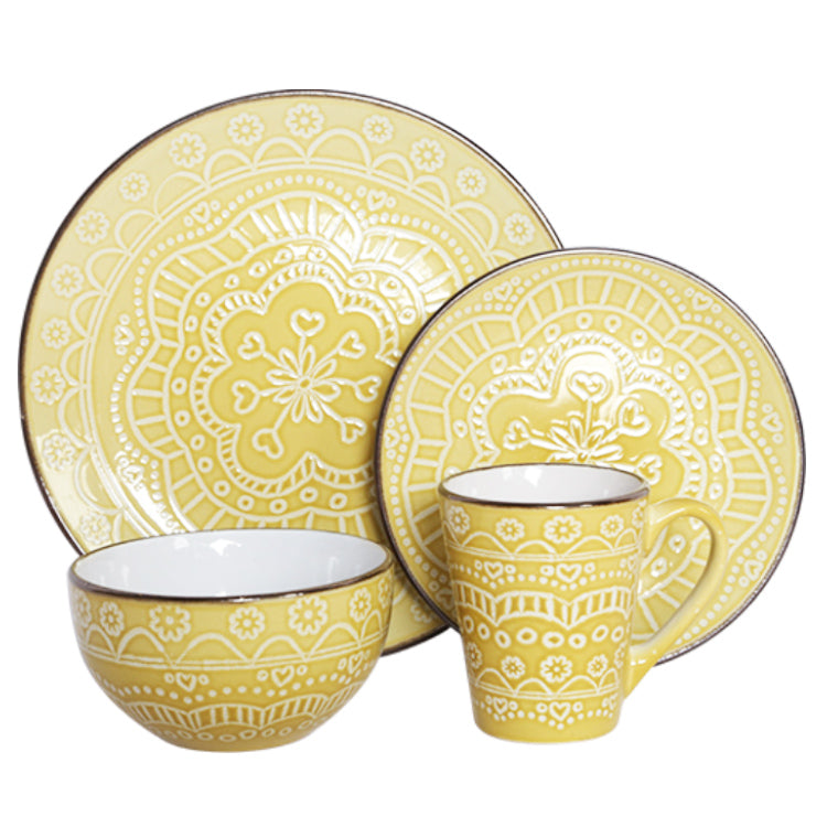 Hand Drawn Mandala Flower Stoneware Dinnerware Sets | Item NO.: 1A-001
