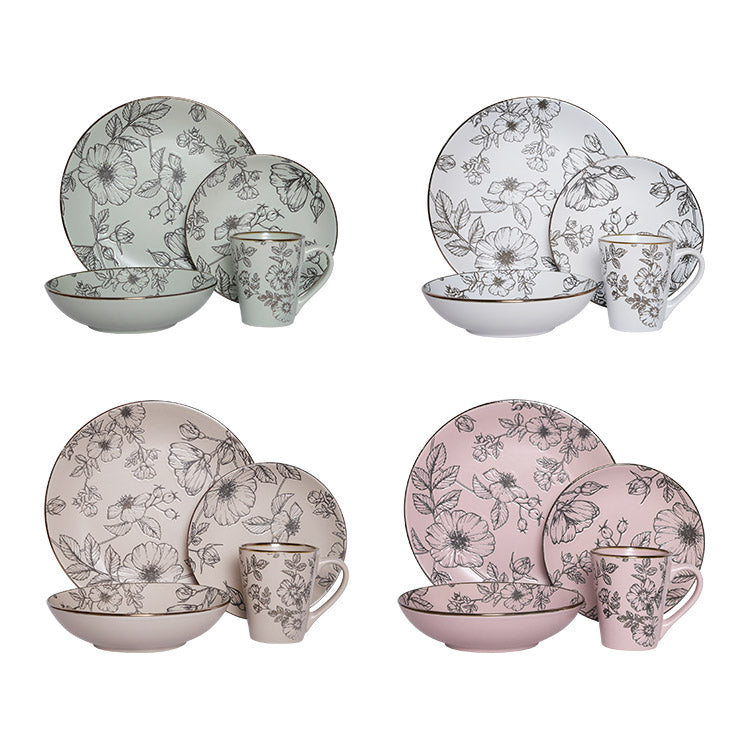 Wild Rose Retro Printed Dinnerware Set | Item NO.: 1A-005