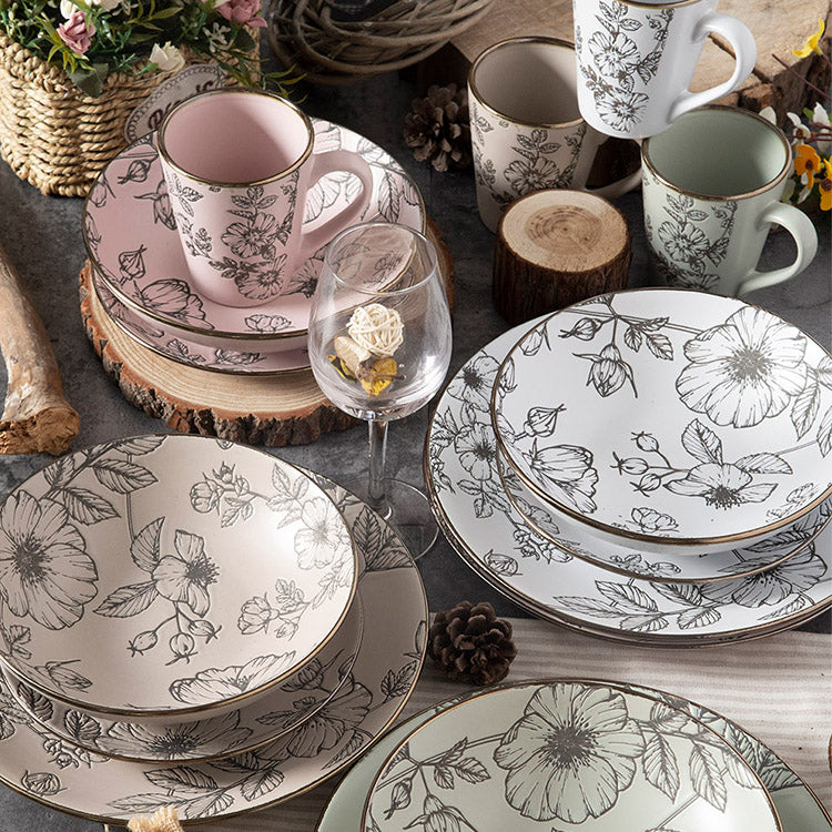 Wild Rose Retro Printed Dinnerware Set | Item NO.: 1A-005