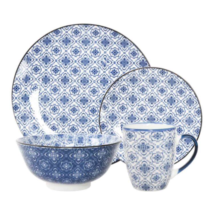 Blue Pad Printing Dinner Set with Rim | Item NO.: HG33-YH19-16