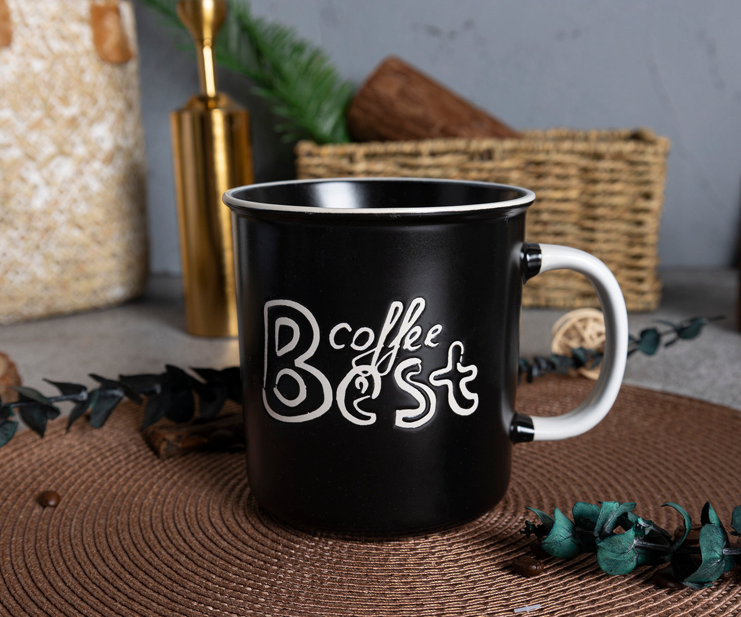 Black and White Coffee Mug Set - Inspirational Ceramic Cups for Coffee Lovers | Perfect Gift Idea