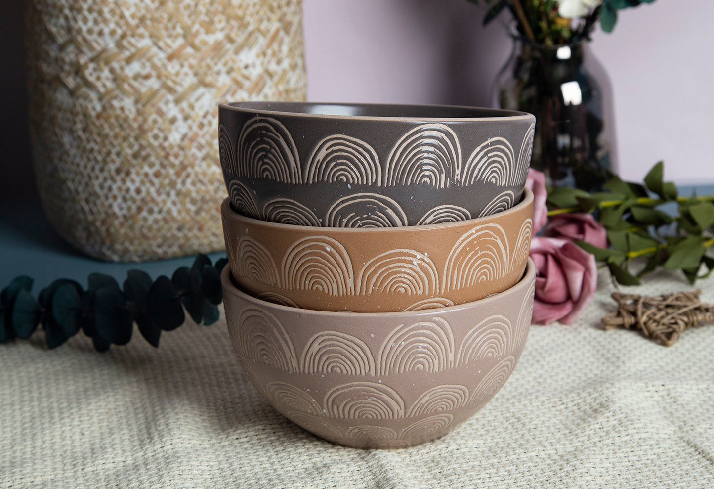 Abstract Pattern Vintage Matte Ceramic Stoneware Dinnerware Set | NO.: 1D-005