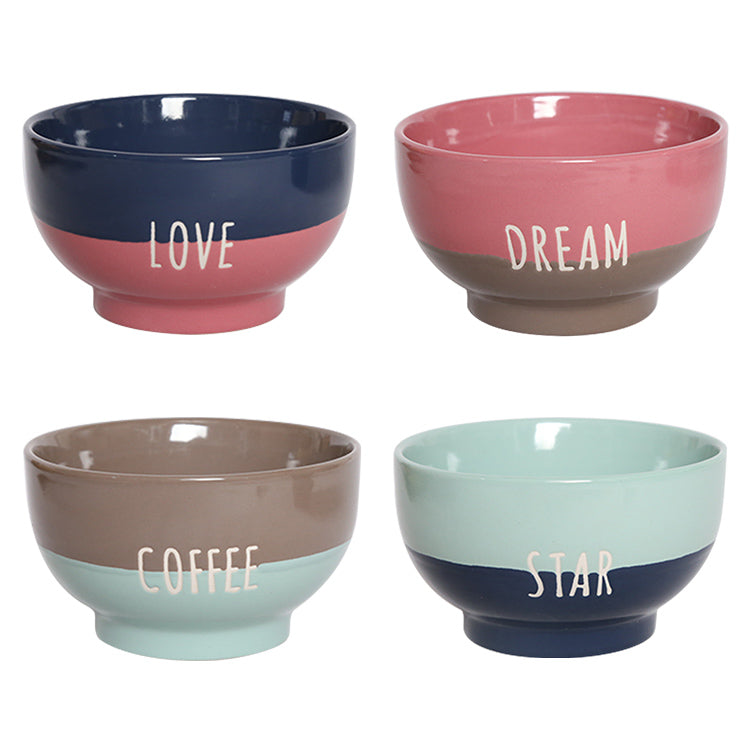 Contrasting color salad bowl with text | Item NO.: 3A-027-B