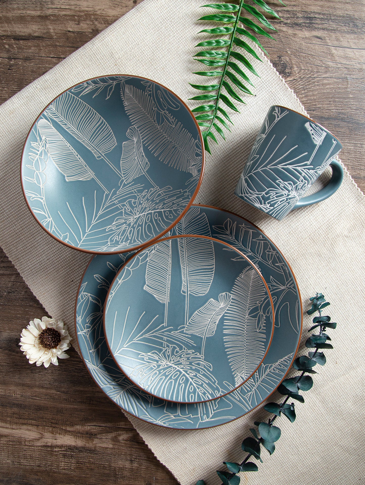 Plant leaf silhouette matte glaze high-grade ceramic tableware | NO.: 43D-025