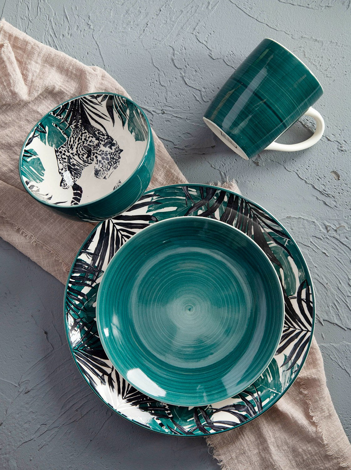 Tropical scenery two color pad printing dinner sets & plates & mugs | Item NO.: 90C-002