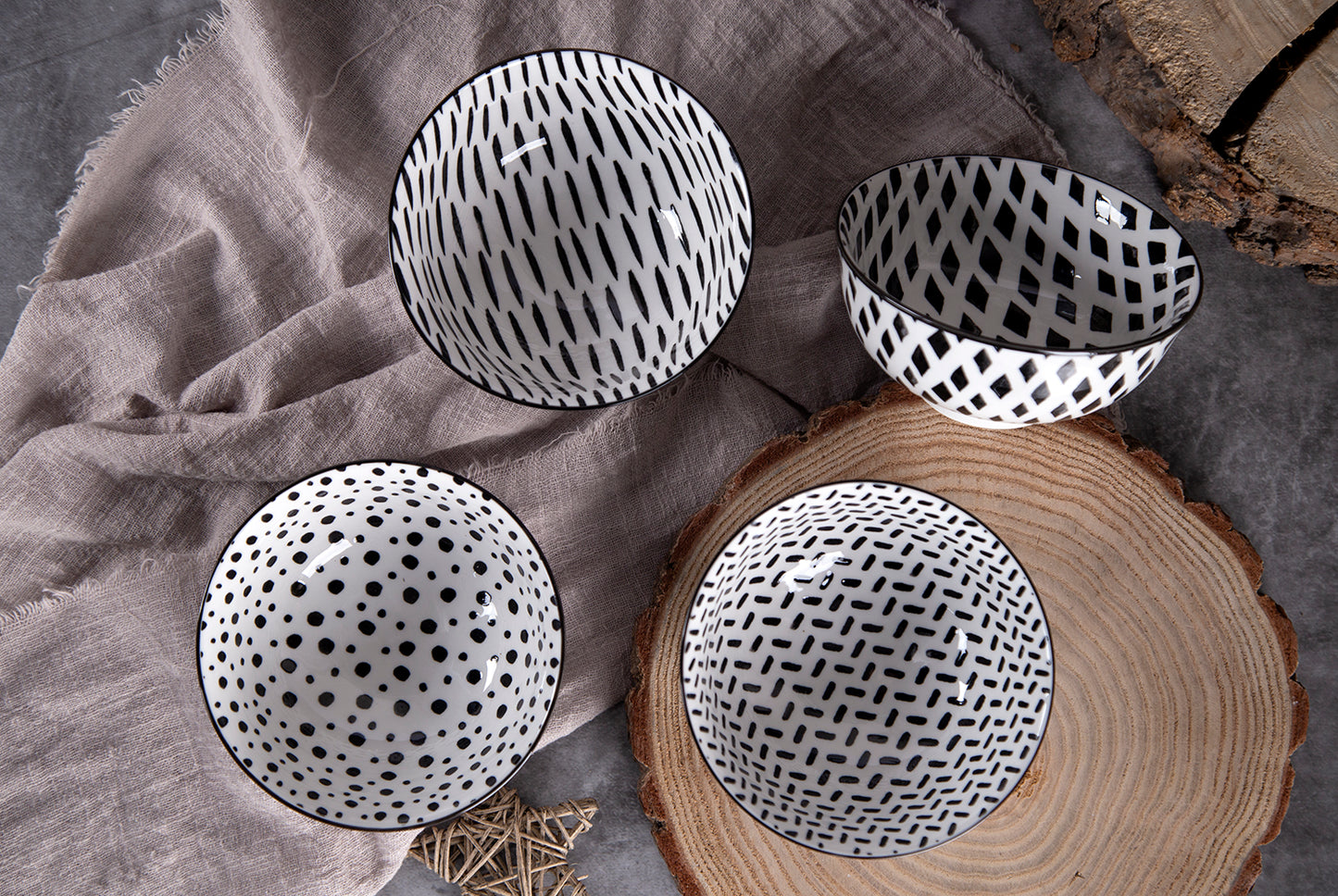 Black watercolor geometric pattern dinnerware set | Item NO.: 96C-001