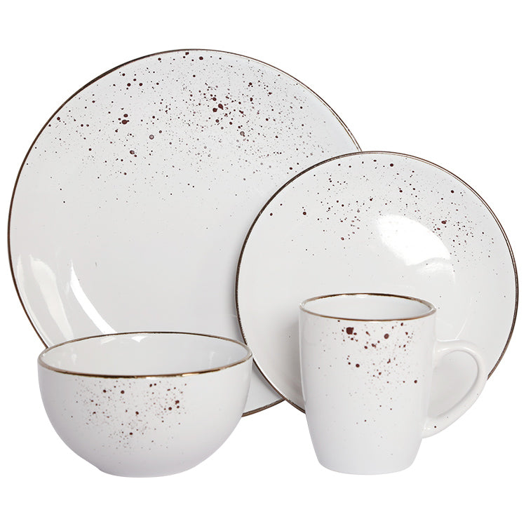 Round stoneware dinner set with black dots | Item NO.: 1A-003
