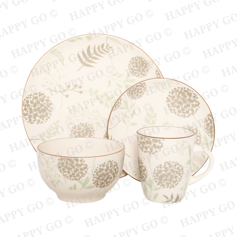 Pad Printing Plant Ceramic Dinnerware Set  | Item NO.: HG8-DE143