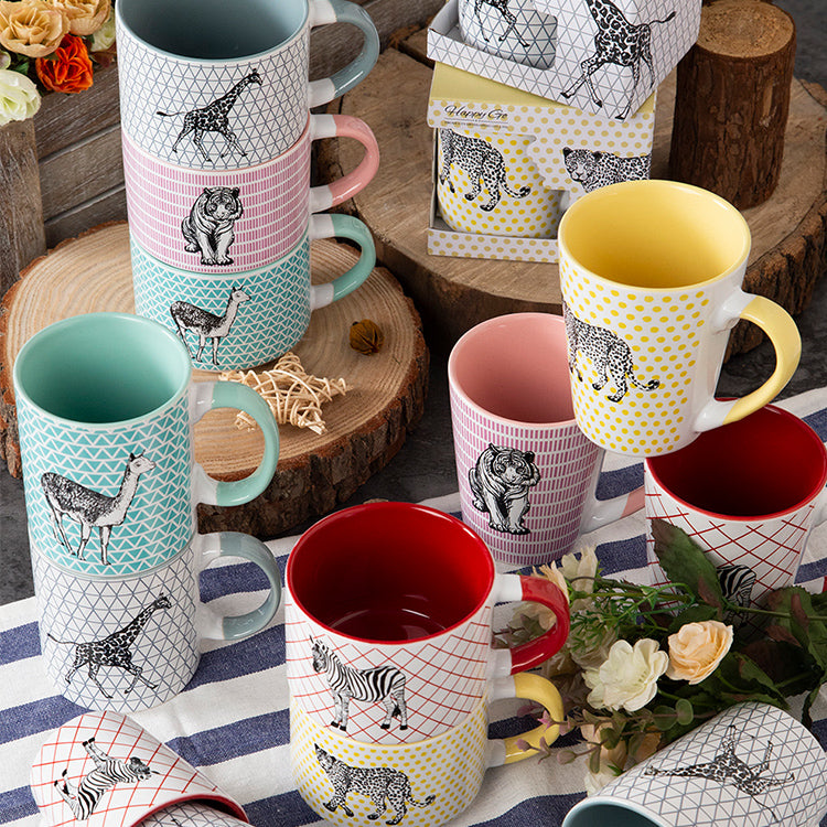 Animal pattern geometric texture cup | Item NO.: 124A-001A-705 – Happy Go